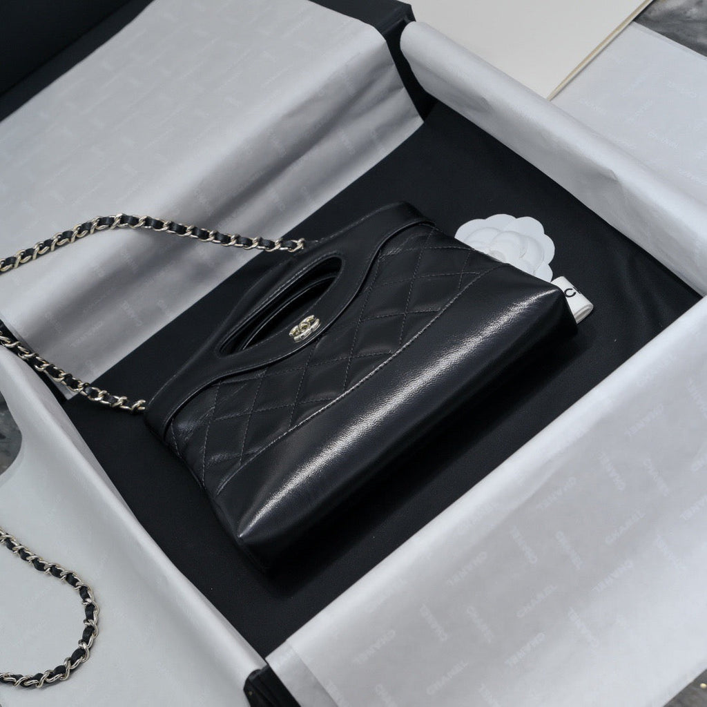 CHANEL MINI SHOPPING BAG 20 CM IN BLACK CALFSKIN GOLD HARDWARE