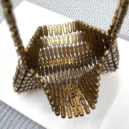 YSL CRYSTALS BAG 18 IN GOLD CRYSTAL AND EMBELLISHED CHAIN HANDLES