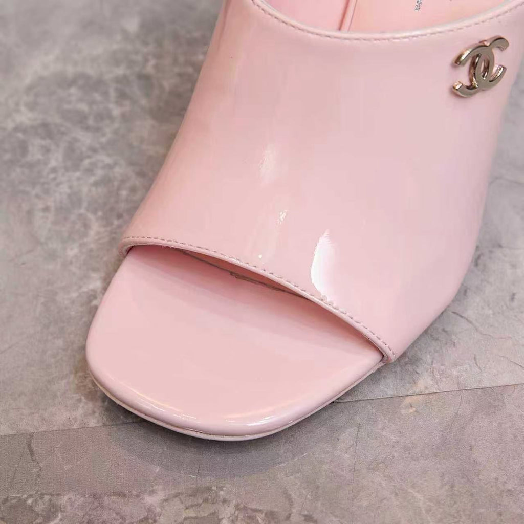 CHANEL HIGH MULES IN PINK CALFSKIN