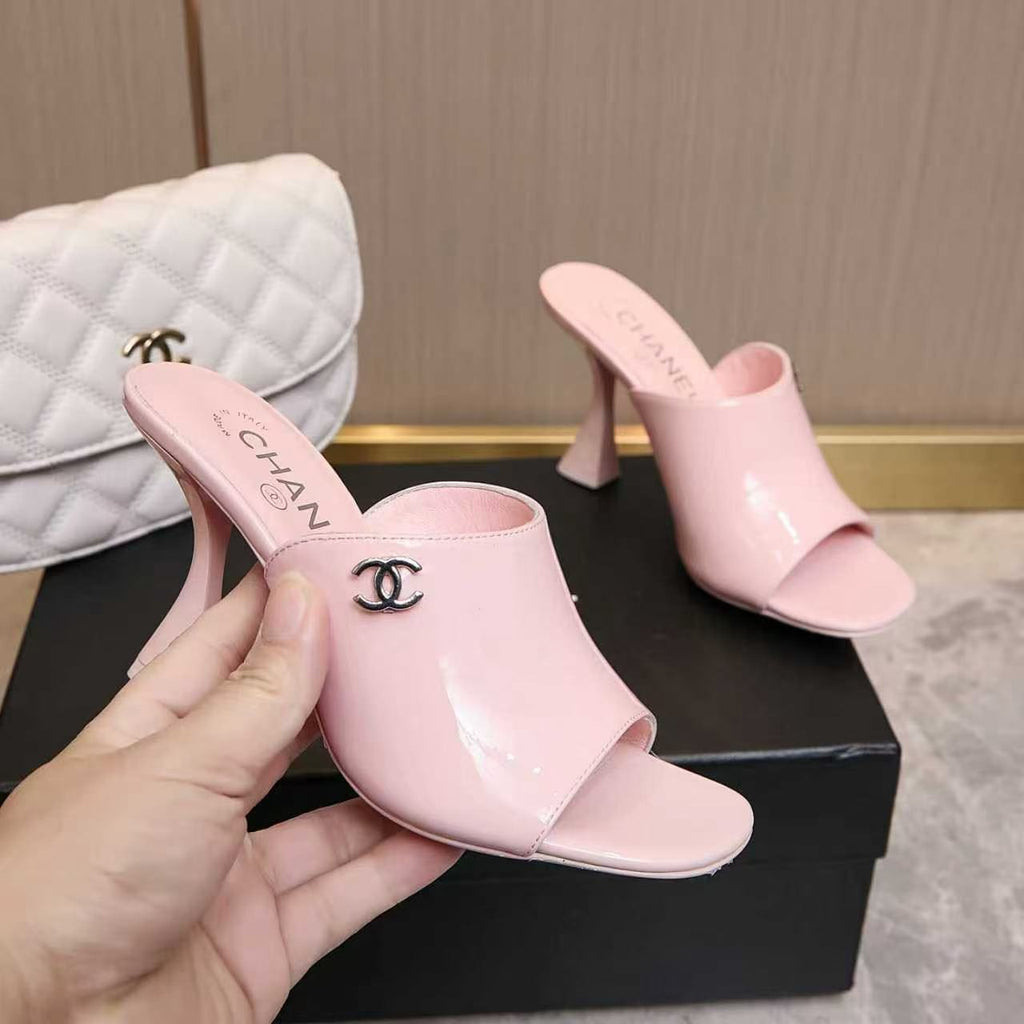 CHANEL HIGH MULES IN PINK CALFSKIN