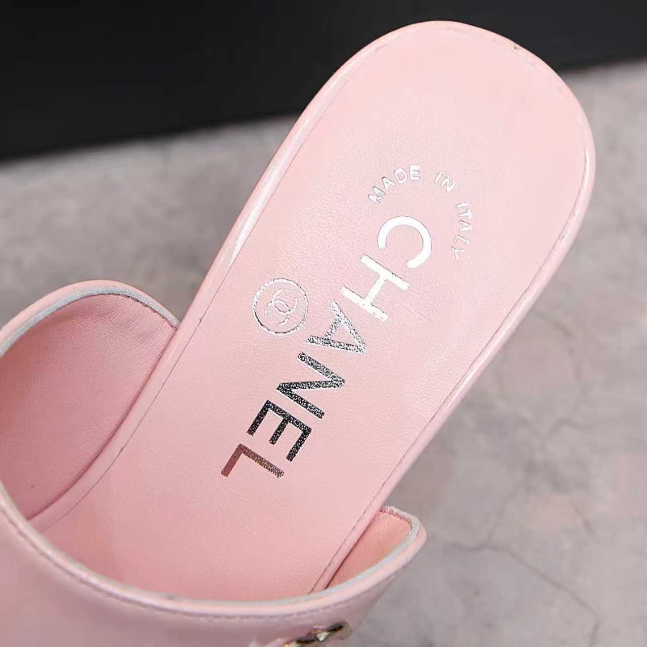 CHANEL HIGH MULES IN PINK CALFSKIN
