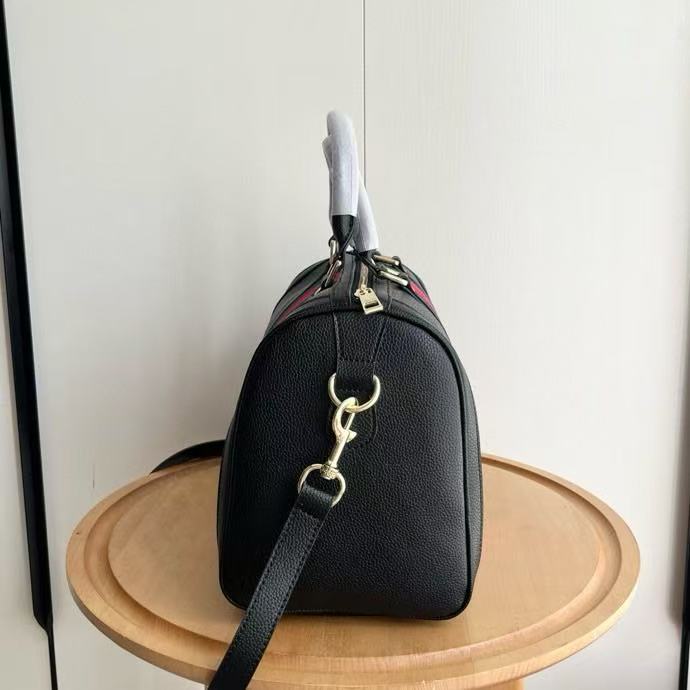 GUCCI VINTAGE BOSTON BAG 33 IN BLACK CALFSKIN