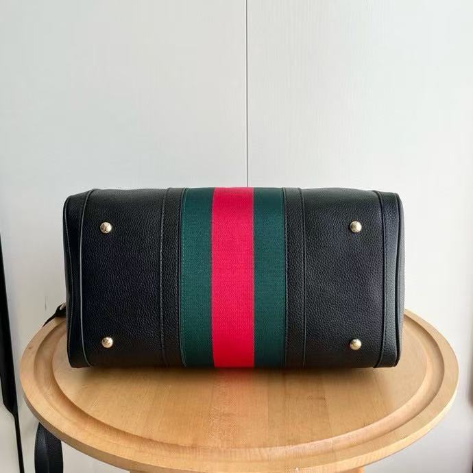 GUCCI VINTAGE BOSTON BAG 33 IN BLACK CALFSKIN