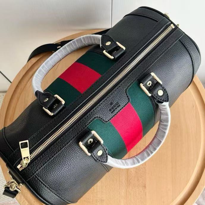 GUCCI VINTAGE BOSTON BAG 33 IN BLACK CALFSKIN