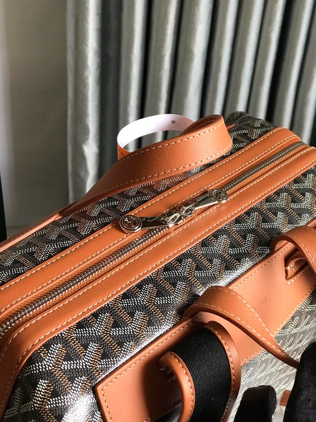GOYARD CISALPIN BACKPACK 33 IN BLACK AND BROWN CANVAS MIX CALFSKIN