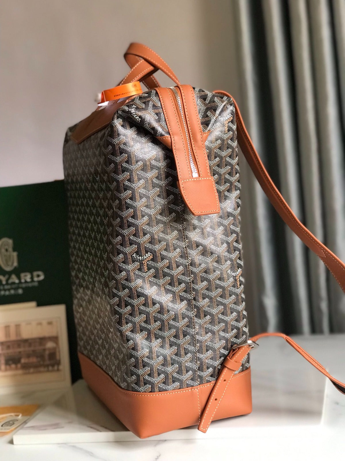 GOYARD CISALPIN BACKPACK 33 IN BLACK AND BROWN CANVAS MIX CALFSKIN