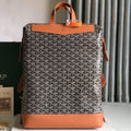 GOYARD CISALPIN BACKPACK 33 IN BLACK AND BROWN CANVAS MIX CALFSKIN
