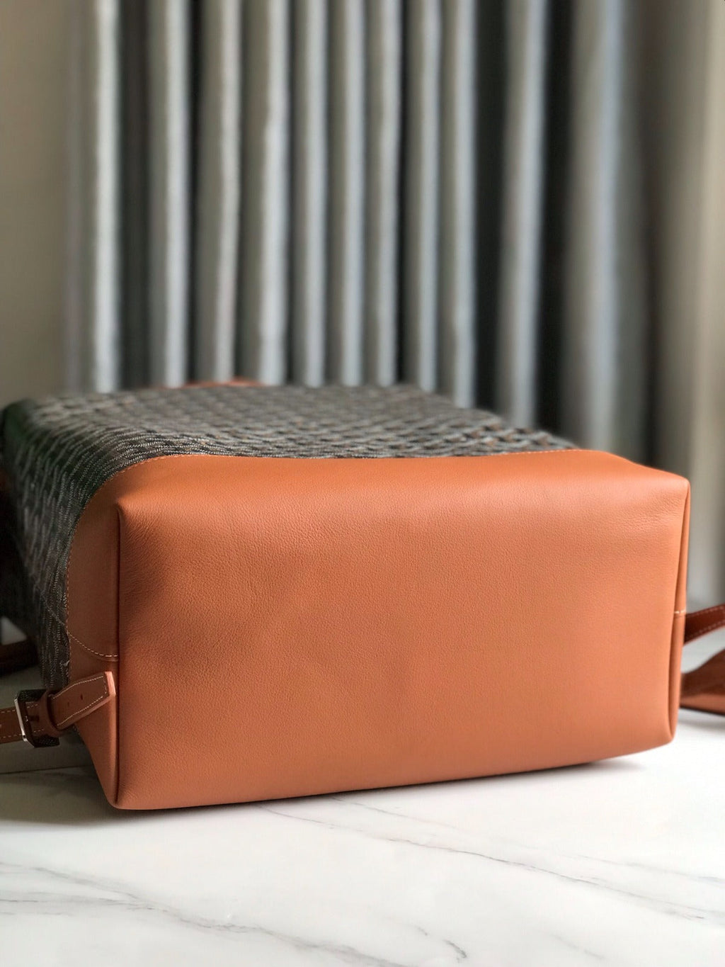 GOYARD CISALPIN BACKPACK 33 IN BLACK AND BROWN CANVAS MIX CALFSKIN