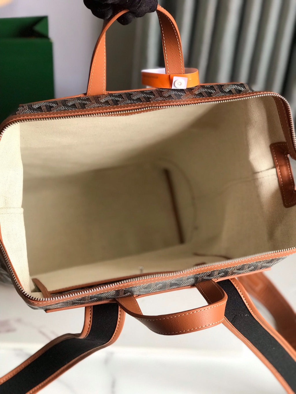 GOYARD CISALPIN BACKPACK 33 IN BLACK AND BROWN CANVAS MIX CALFSKIN