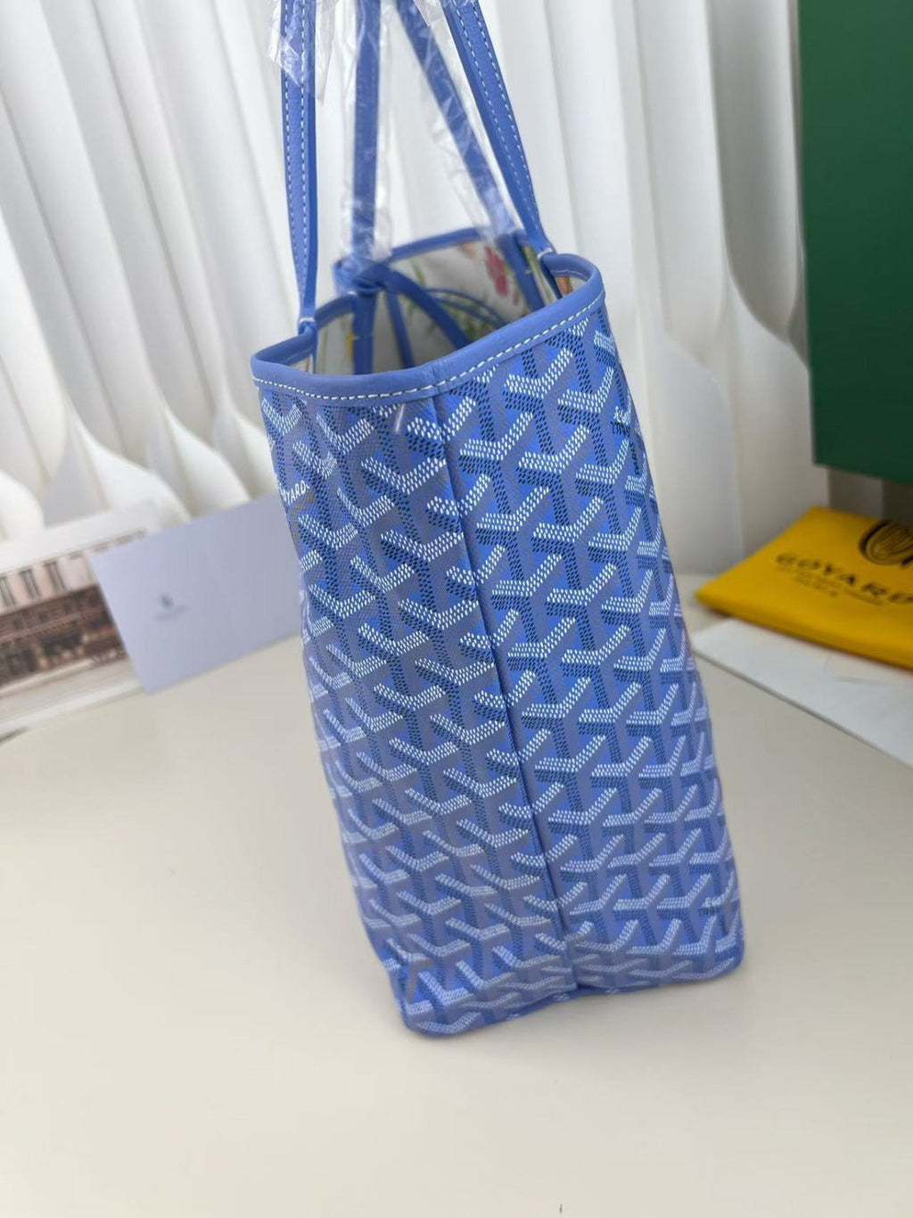 GOYARD GOYARDINE SAINT LOUIS PM TOTE BAG 40 IN BLUE CANVAS