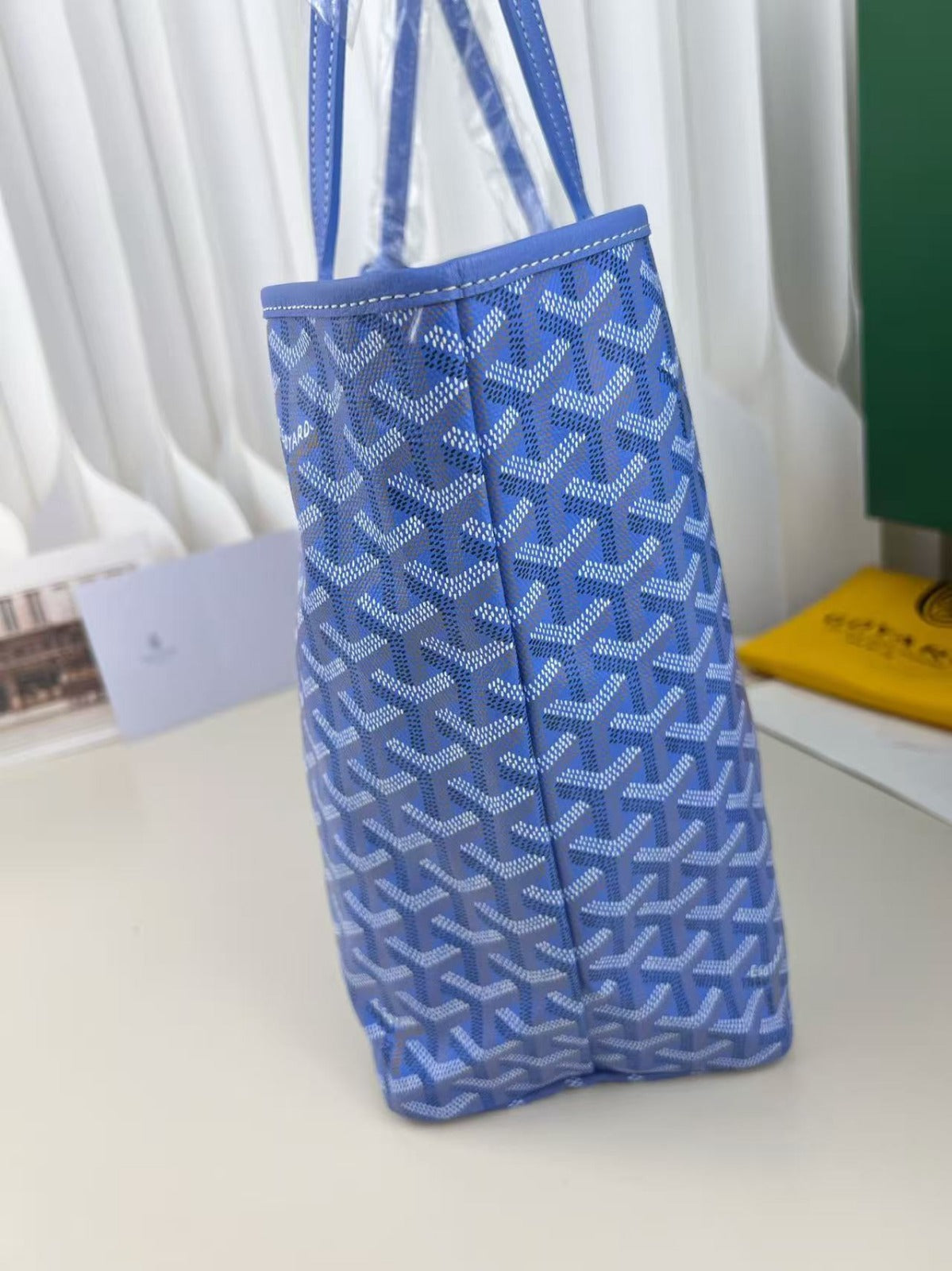 GOYARD GOYARDINE SAINT LOUIS PM TOTE BAG 40 IN BLUE CANVAS