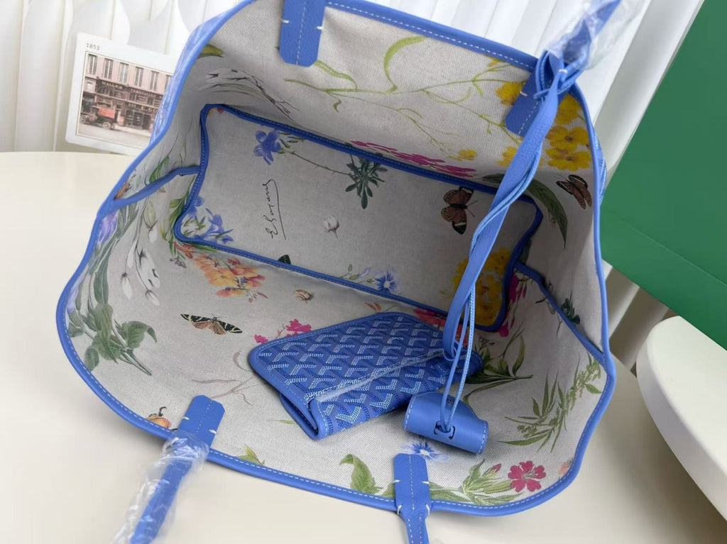 GOYARD GOYARDINE SAINT LOUIS PM TOTE BAG 40 IN BLUE CANVAS