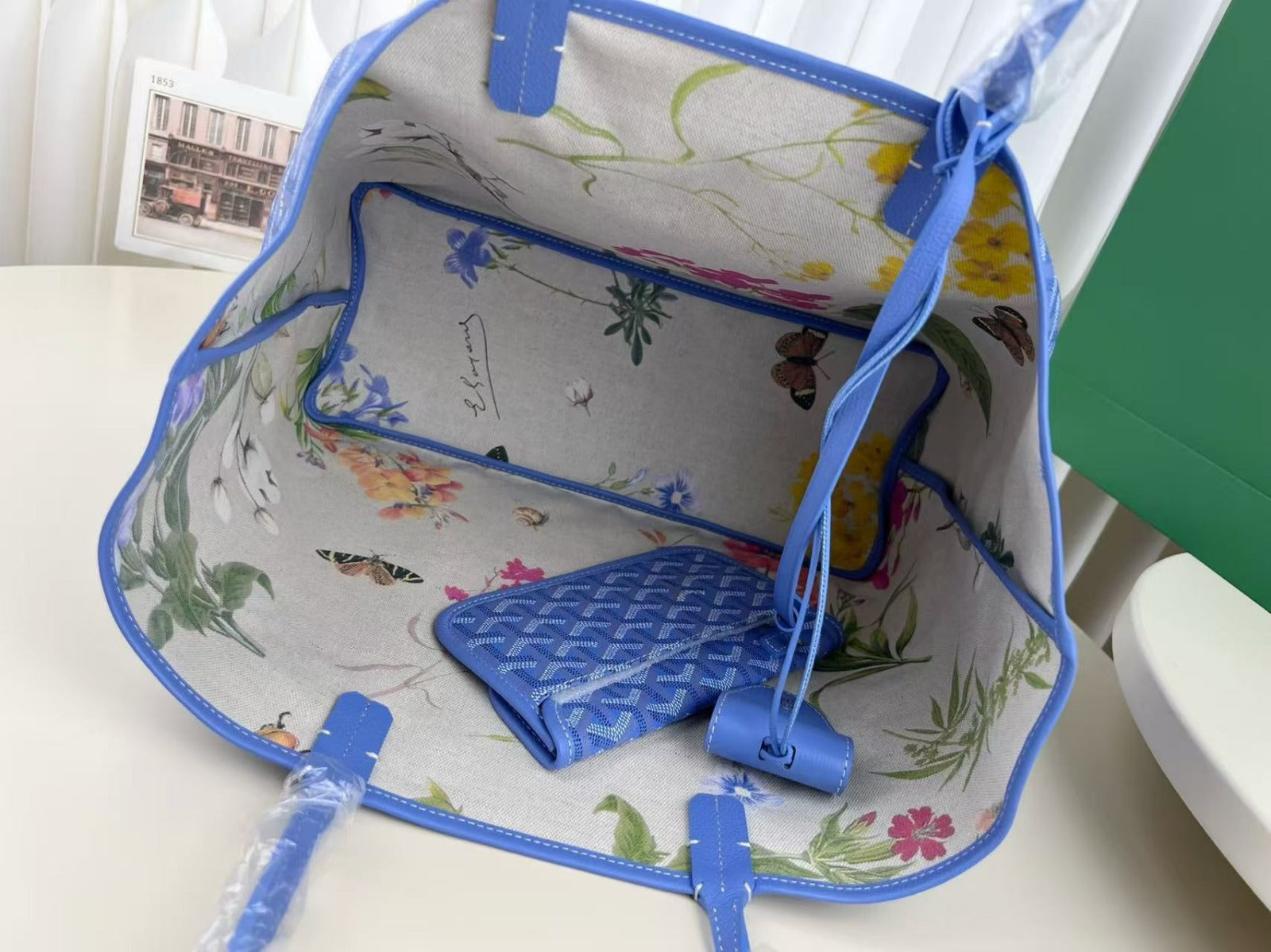GOYARD GOYARDINE SAINT LOUIS PM TOTE BAG 40 IN BLUE CANVAS