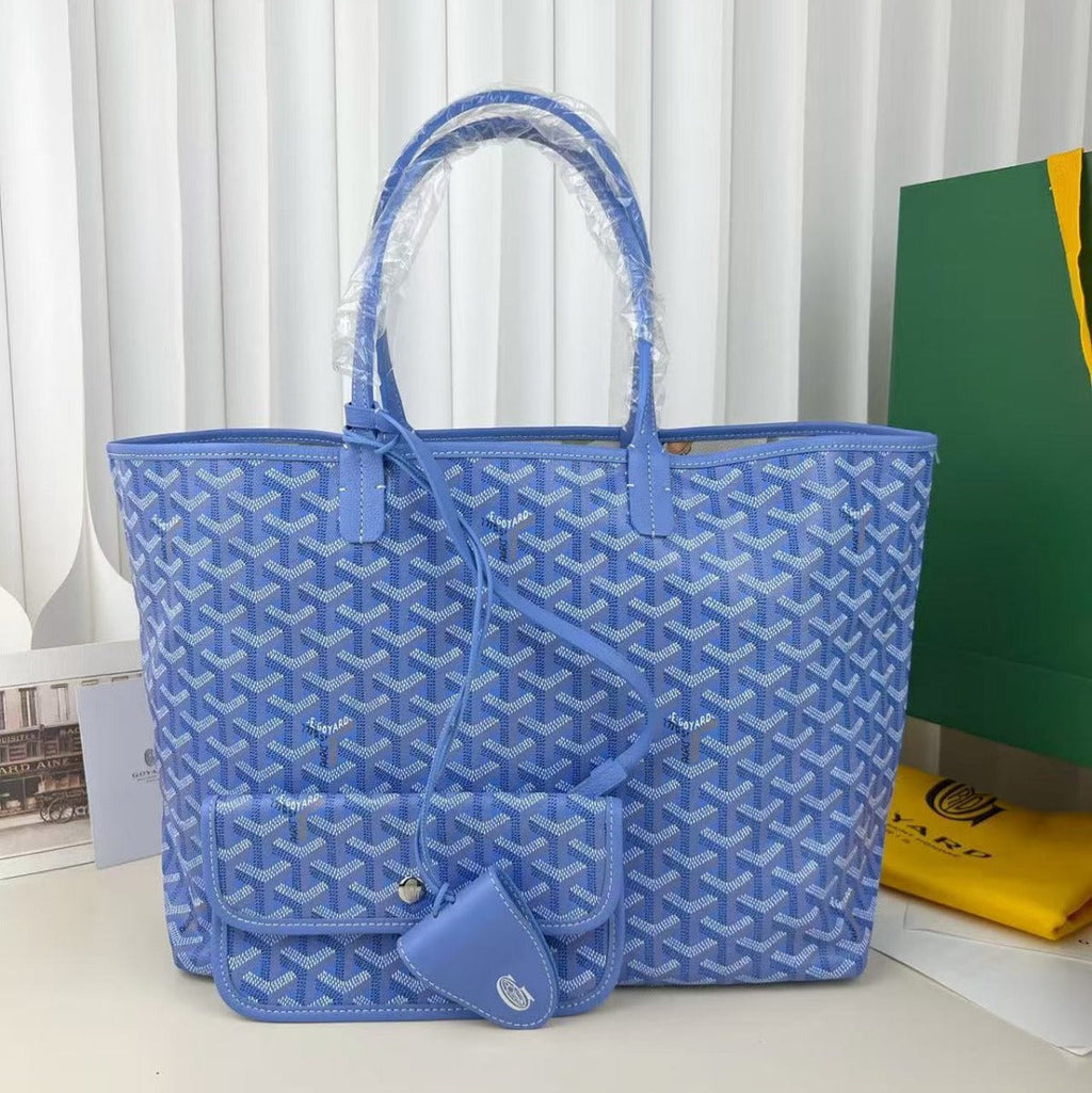 GOYARD GOYARDINE SAINT LOUIS PM TOTE BAG 40 IN BLUE CANVAS