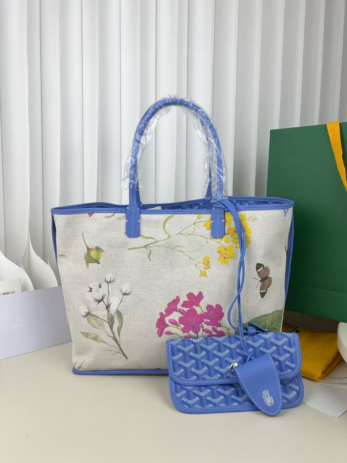 GOYARD GOYARDINE SAINT LOUIS PM TOTE BAG 40 IN BLUE CANVAS
