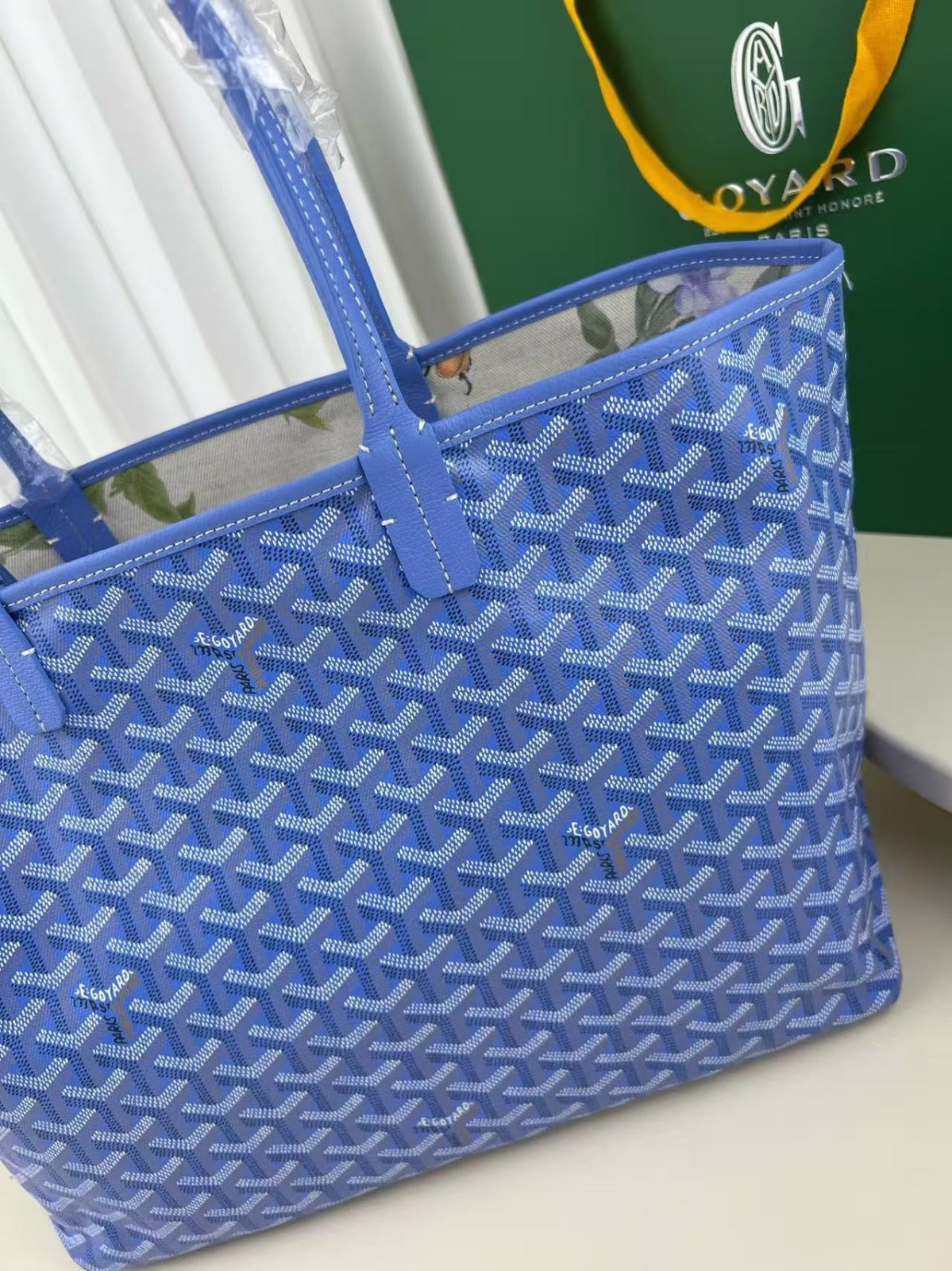GOYARD GOYARDINE SAINT LOUIS PM TOTE BAG 40 IN BLUE CANVAS