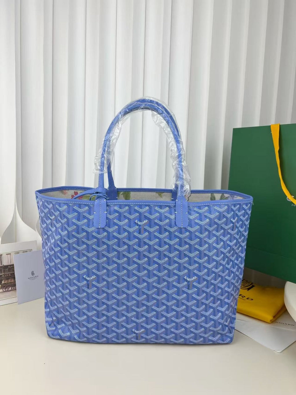 GOYARD GOYARDINE SAINT LOUIS PM TOTE BAG 40 IN BLUE CANVAS