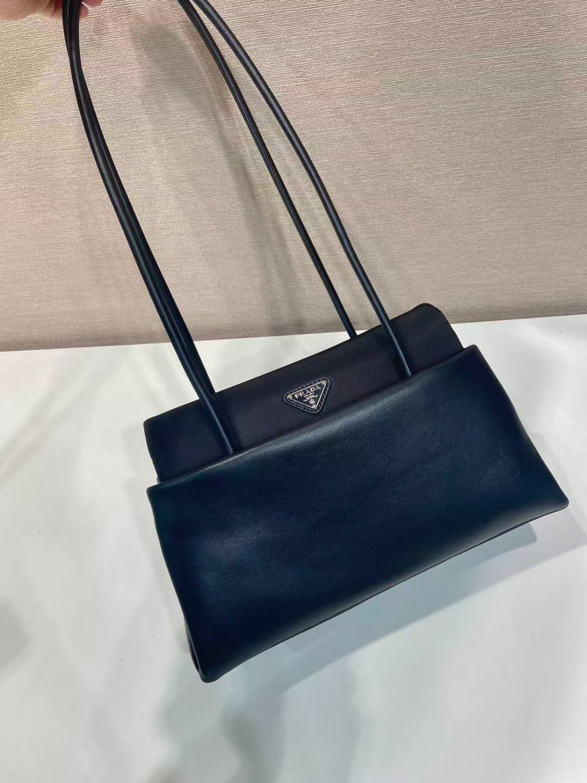 PRADA BONNIE HANDBAG 28 IN BLACK CALFSKIN