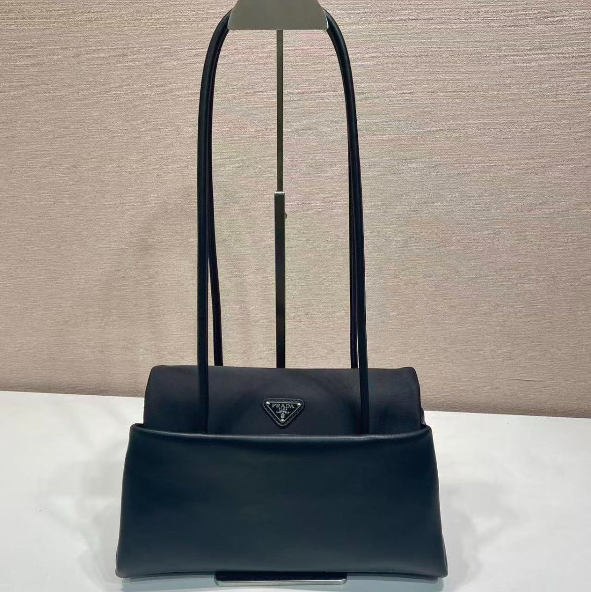 PRADA BONNIE HANDBAG 28 IN BLACK CALFSKIN