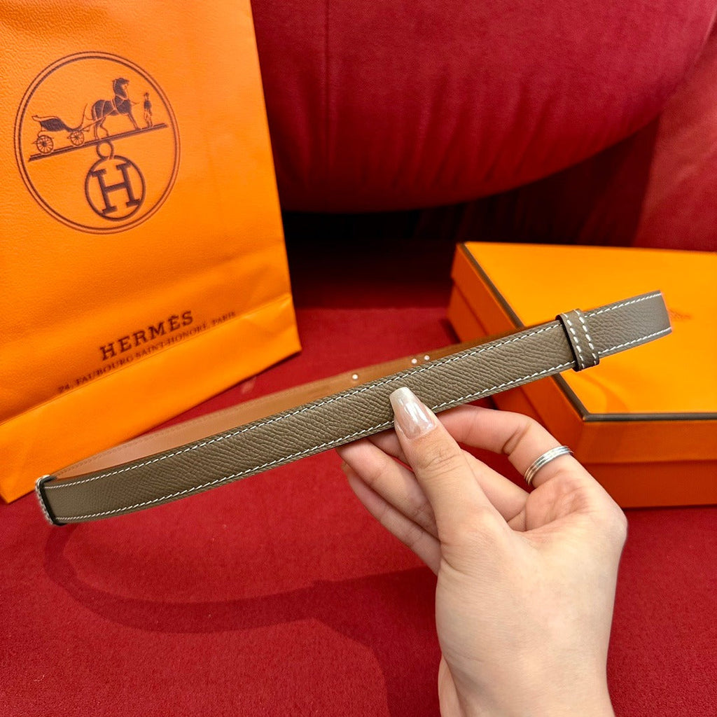 HM KELLY BELT IN BROWN CALFSKIN GOLD HARDWARE