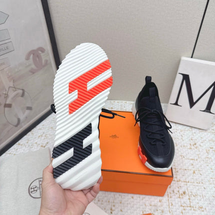 HM BOUNCING SNEAKERS IN BLACK & WHITE MESH MIX CALFSKIN