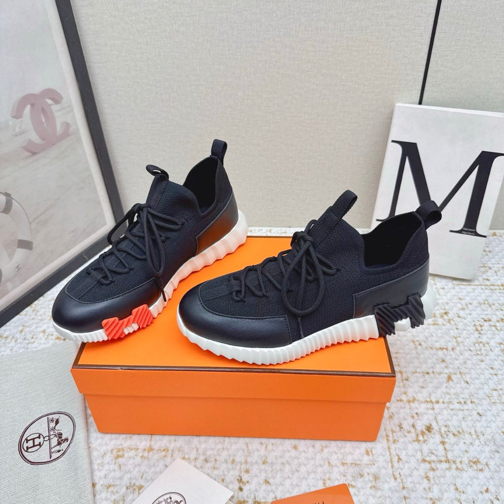 HM BOUNCING SNEAKERS IN BLACK & WHITE MESH MIX CALFSKIN