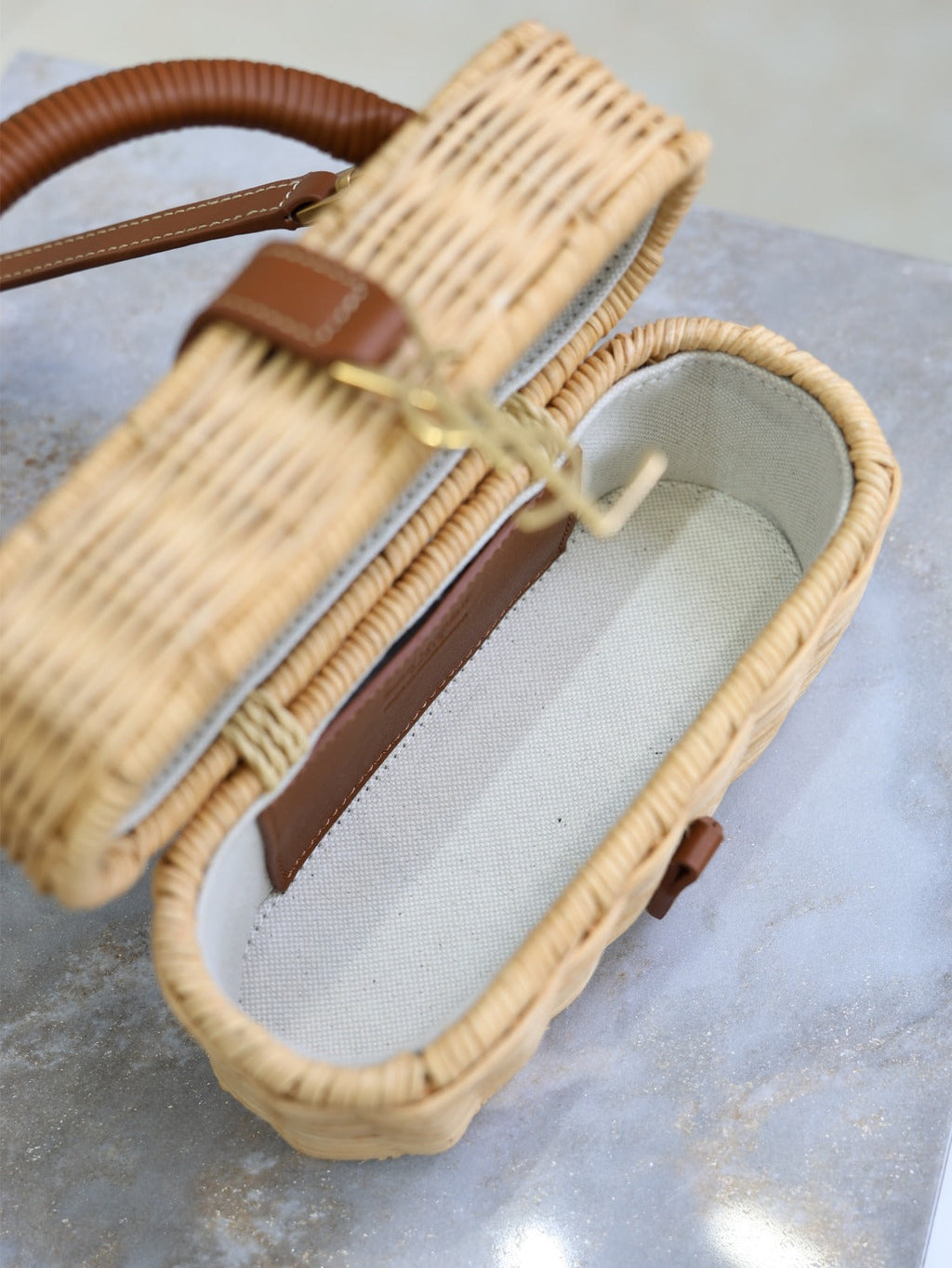 YSL GABY VANITY BAG 18 IN BEIGE WOVEN RAFFIA