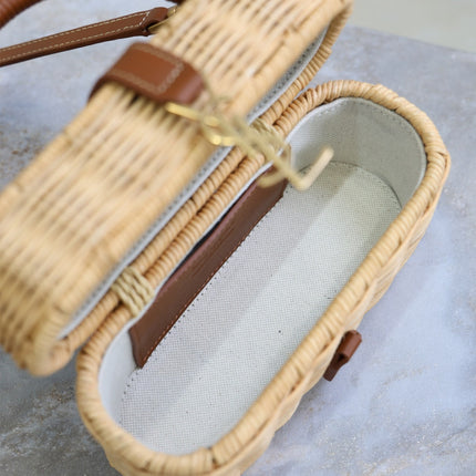 YSL GABY VANITY BAG 18 IN BEIGE WOVEN RAFFIA