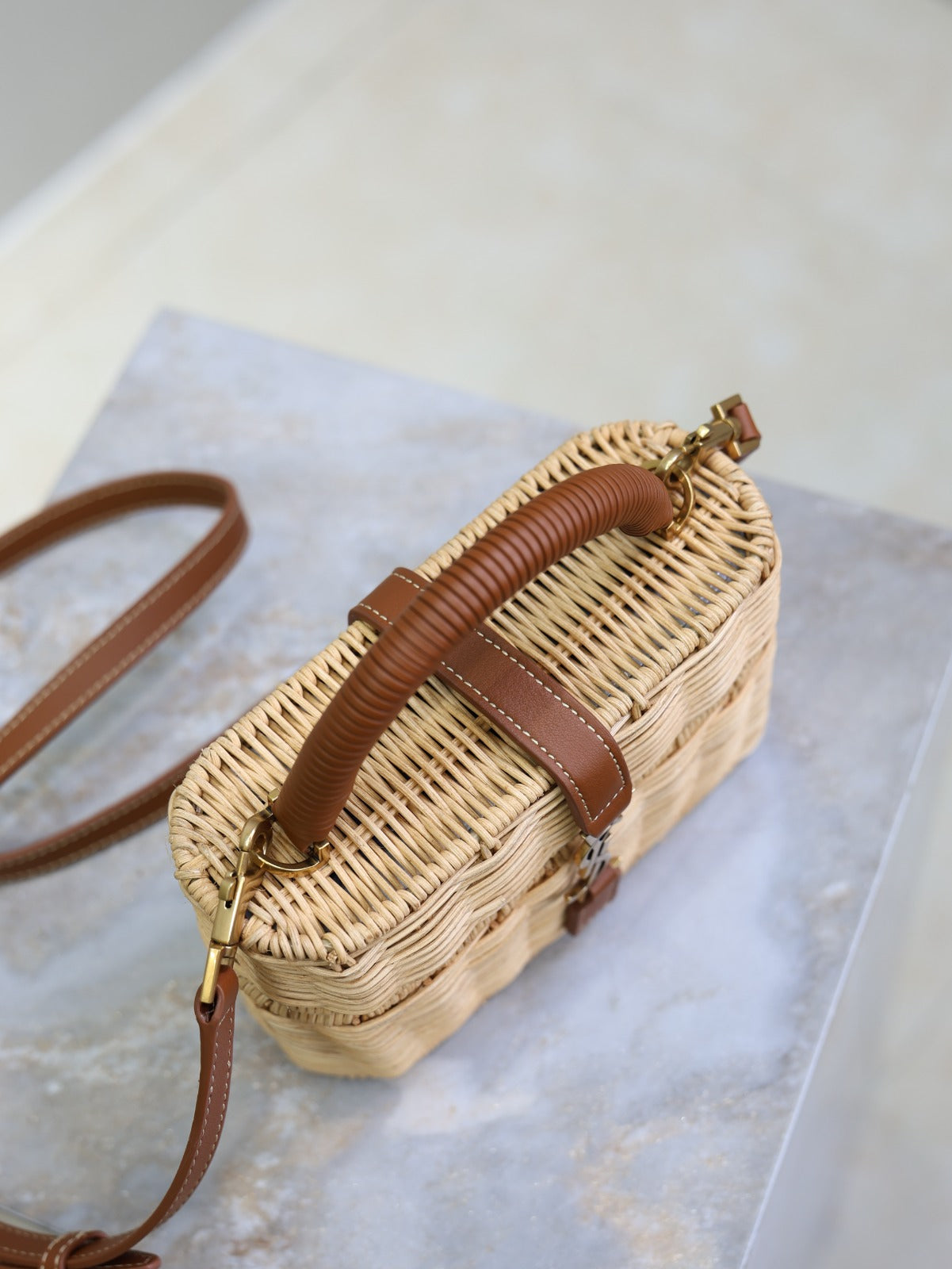 YSL GABY VANITY BAG 18 IN BEIGE WOVEN RAFFIA