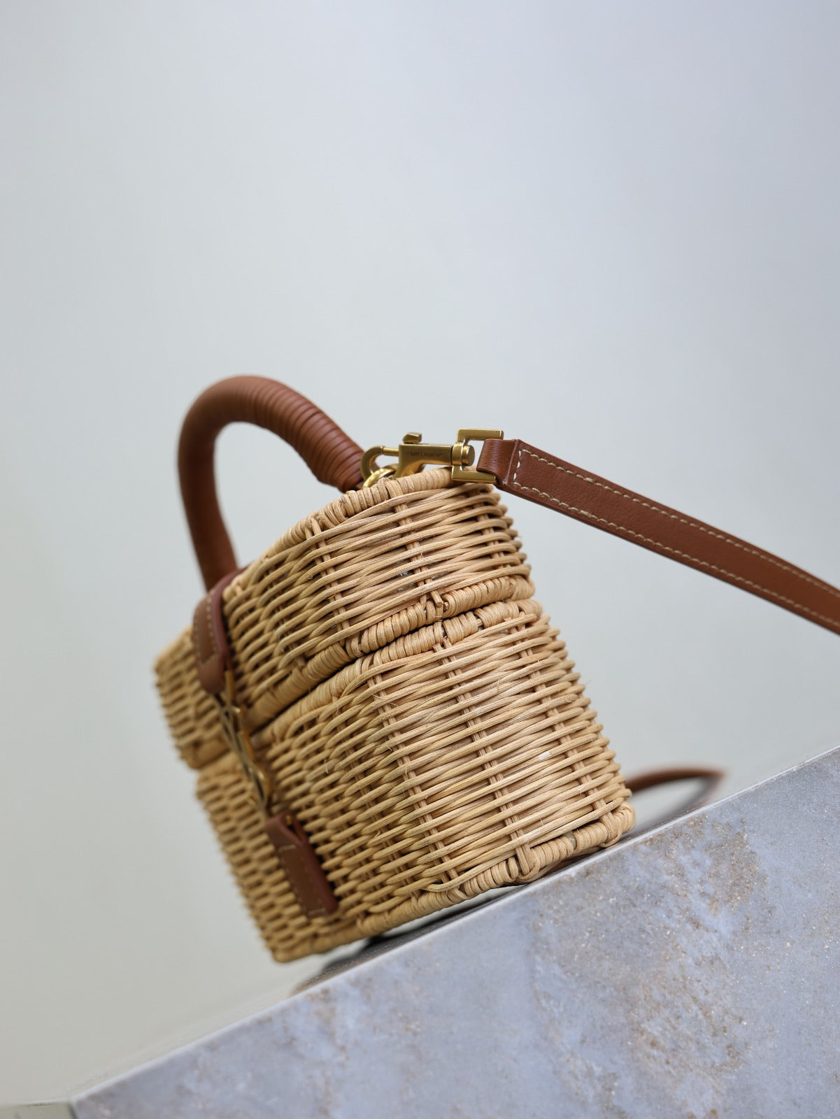 YSL GABY VANITY BAG 18 IN BEIGE WOVEN RAFFIA