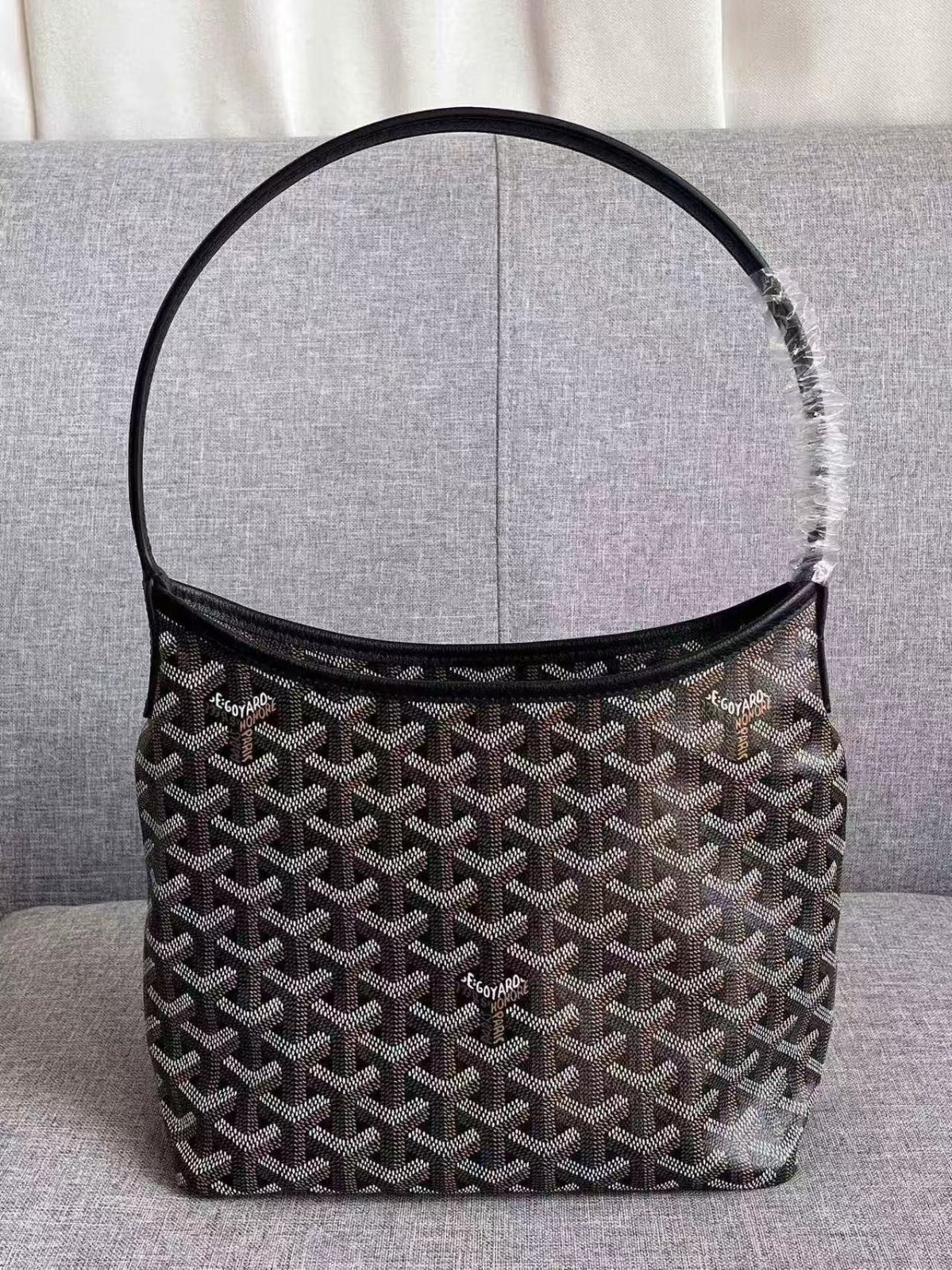 GOYARD BOHEME HOBO BAG 26 IN BLACK GOYARDINE CANVAS