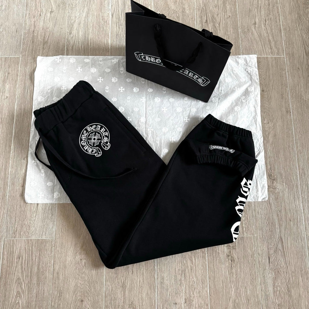 CHROME HEARTS HORSESHOE FLORAL CROSS SET IN BLACK COTTON