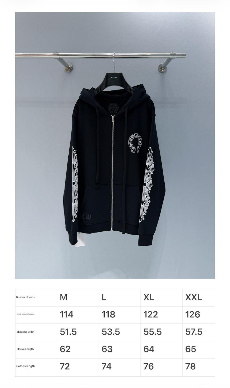 CHROME HEARTS HORSESHOE FLORAL CROSS SET IN BLACK COTTON