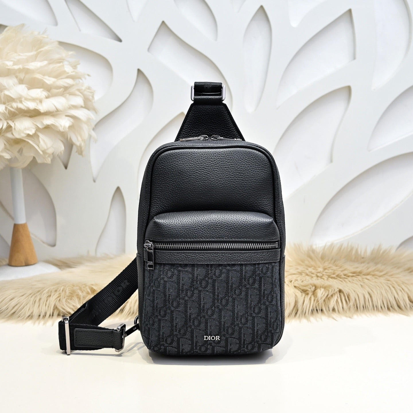 DIOR RIDER SLING BAG 26 IN BLACK DIOR OBLIQUE JACQUARD MIX CALFSKIN