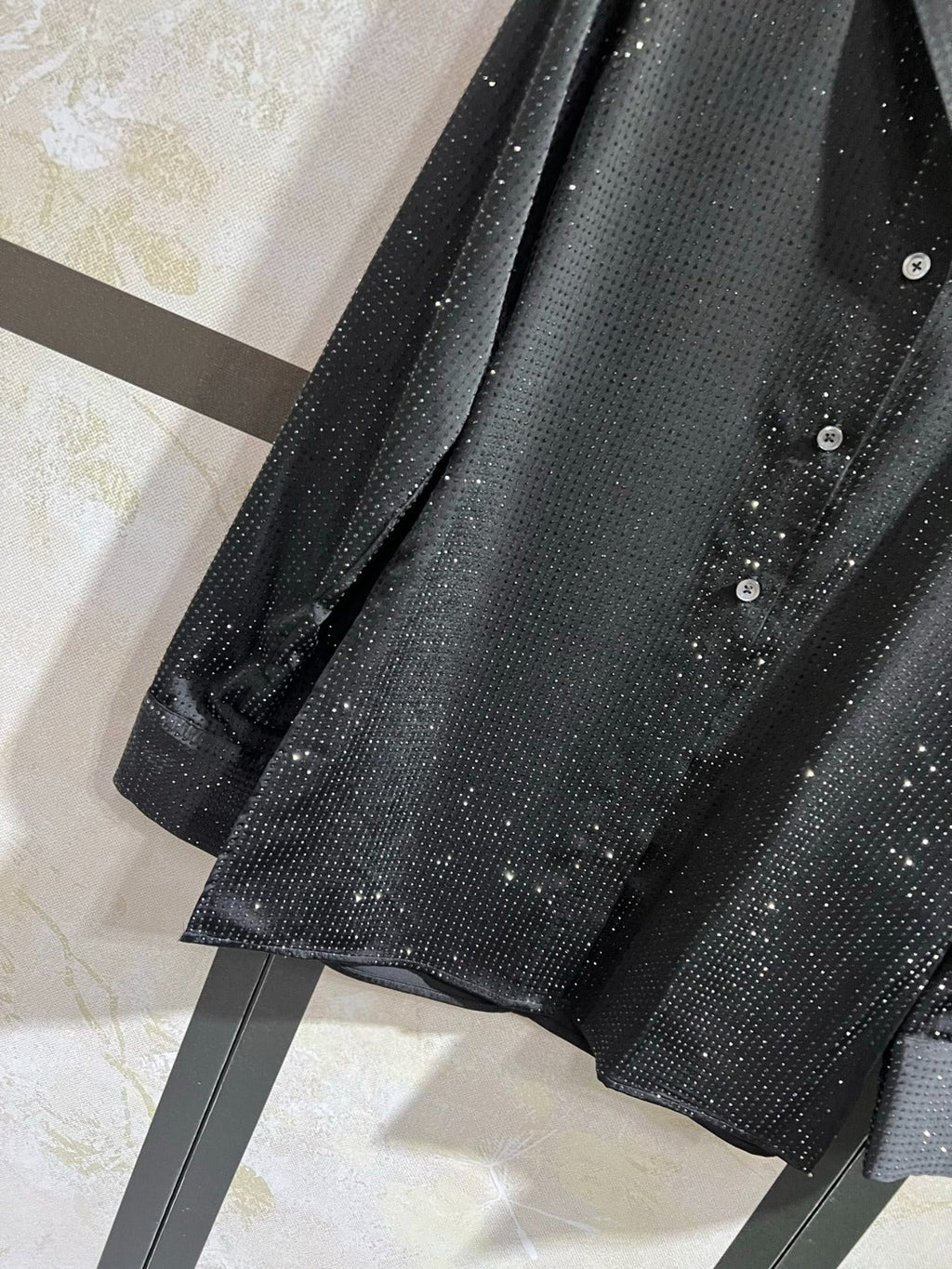 ALEXANDER WANG HOTFIX BUTTON-UP SHIRT IN BLACK