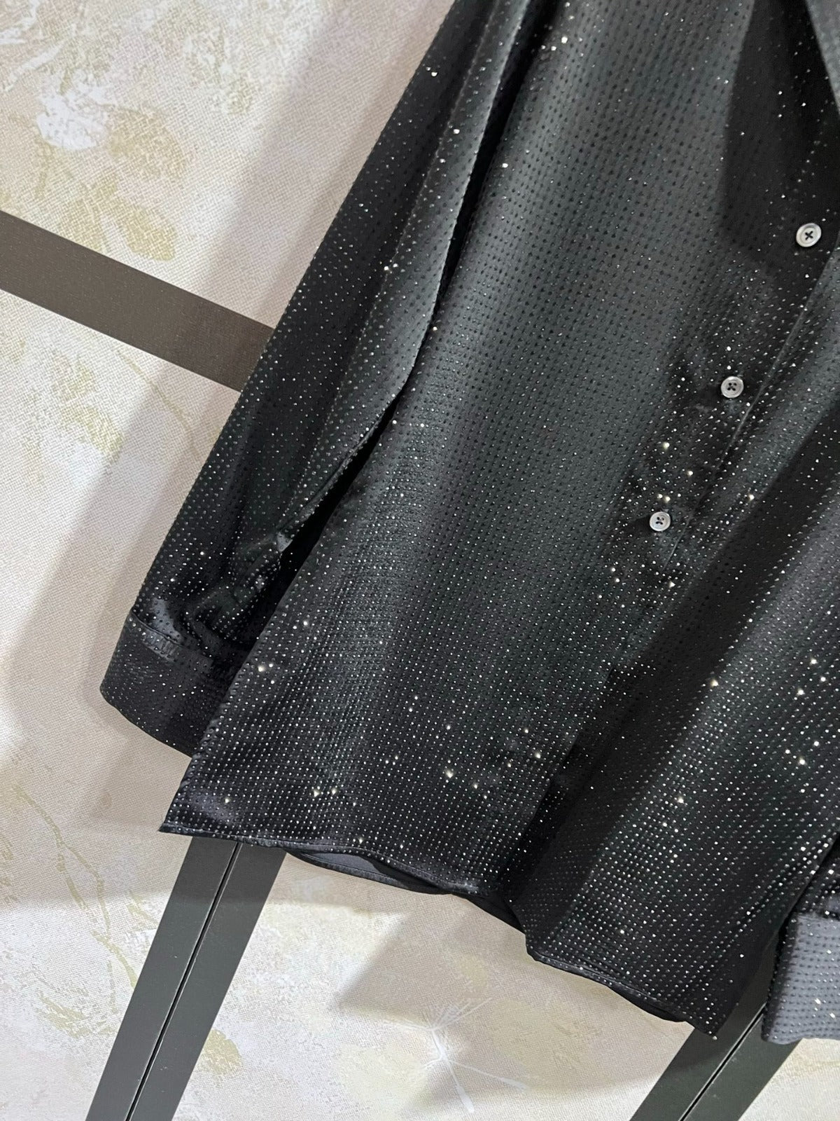 ALEXANDER WANG HOTFIX BUTTON-UP SHIRT IN BLACK