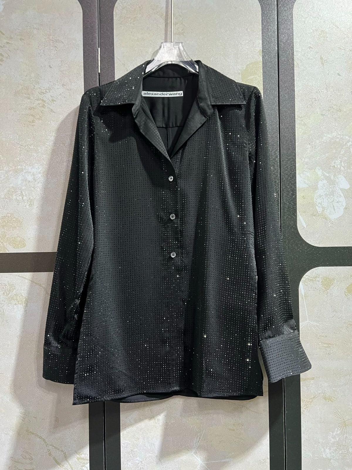 ALEXANDER WANG HOTFIX BUTTON-UP SHIRT IN BLACK