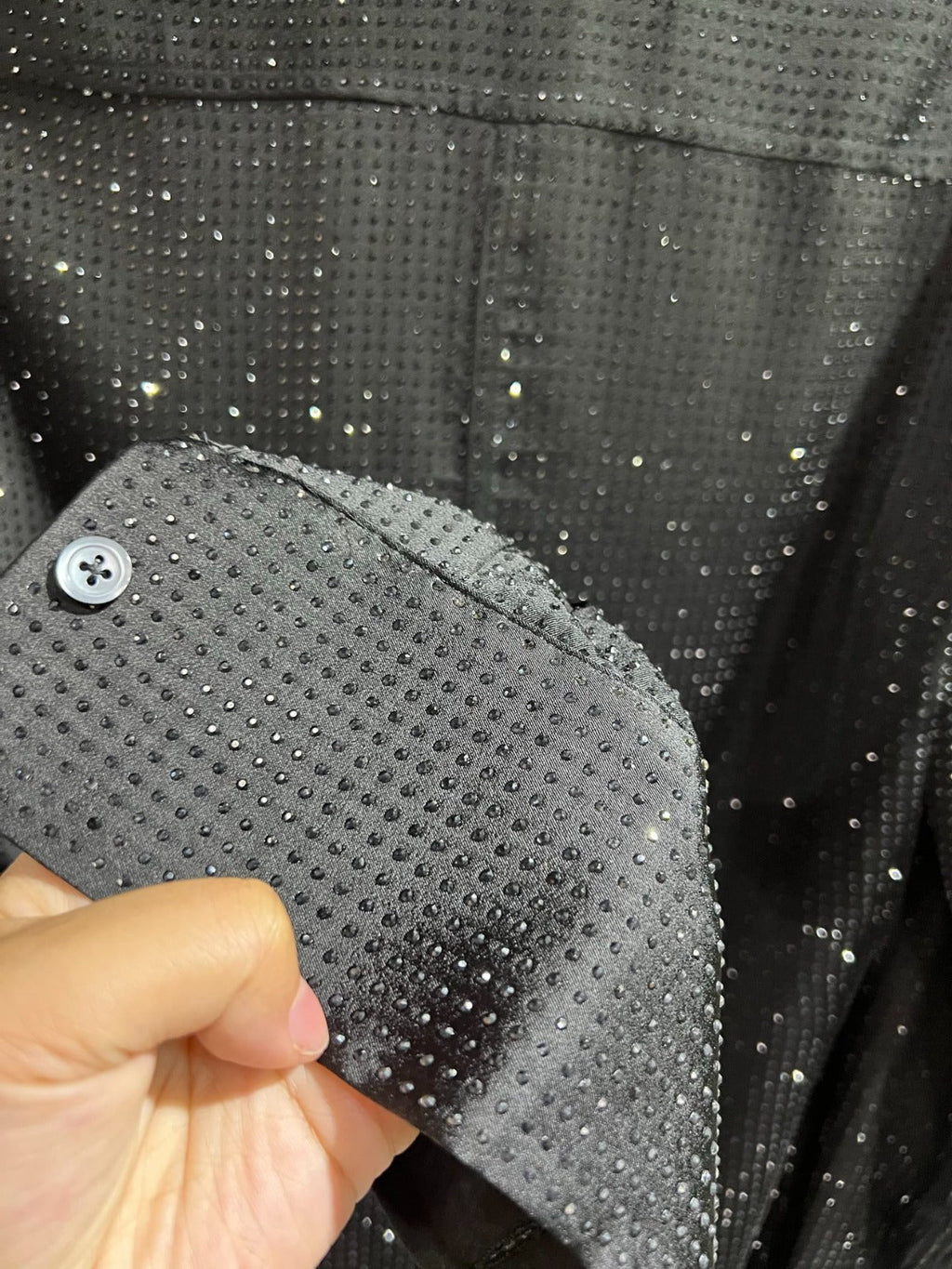 ALEXANDER WANG HOTFIX BUTTON-UP SHIRT IN BLACK