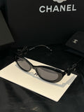 CHANEL 26S VINTAGE RECTANGULAR SUNGLASSES IN BLACK ACETATE