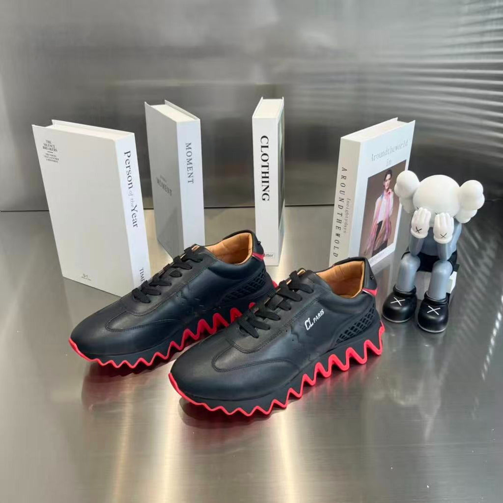CHRISTIAN LOUBOUTIN 26S SNEAKER IN BLACK RED CALFSKIN