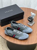 GUCCI 26S LOW TOP SNEAKER IN GREY BLUE SUEDE