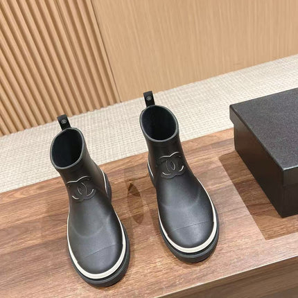 CC RAIN BOOTS BLACK CREAM TPU