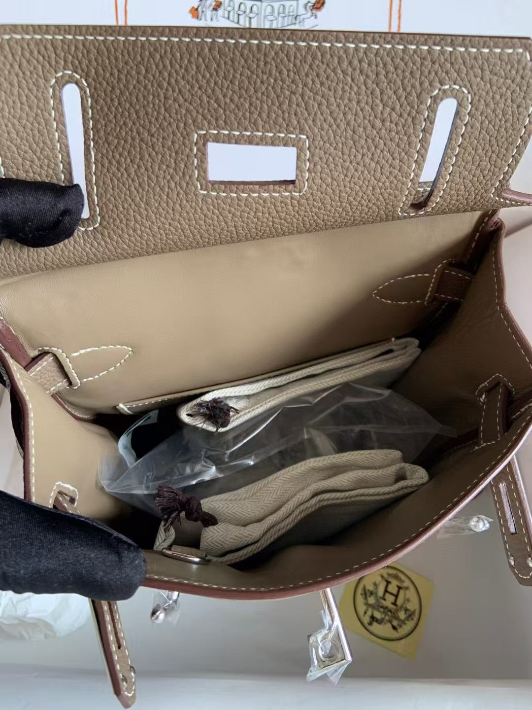 HAC À DOS PM BACKPACK IN BROWN TOGO CALFSKIN