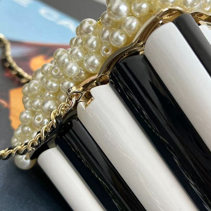 CHANEL 26S POP COCO CLUTCH IN BLACK & WHITE PATENT LEATHER