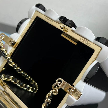 CHANEL 26S POP COCO CLUTCH IN BLACK & WHITE PATENT LEATHER