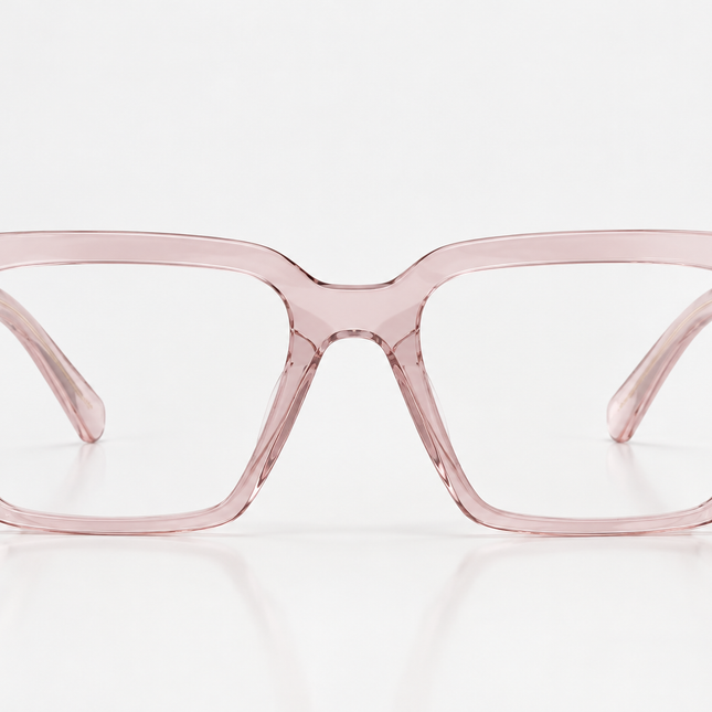 MIU MIU 26S OVERSIZED RECTANGULAR GLASSES IN PALE PINK ACETATE