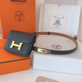 HM KELLY CONSTANCE SLIM WALLET BELT IN BLACK CALFSKIN GOLD HARDWARE