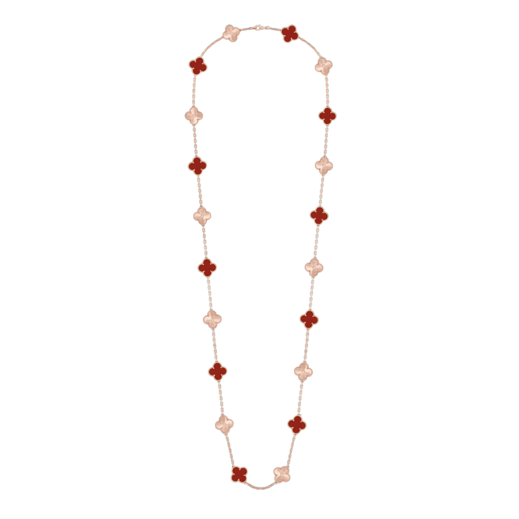 CLOVER 20 MOTIF CARNELIAN 86CM NECKLACE