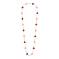 CLOVER 20 MOTIF CARNELIAN 86CM NECKLACE