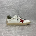 GOLDEN GOOSE BALL RED STAR SNEAKERS IN WHITE CALFSKIN